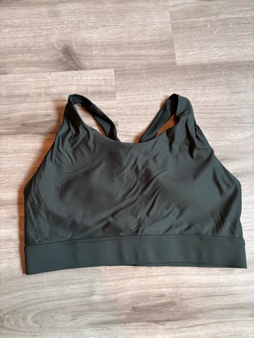 Fabletics Olive Green High-Neck Racerback Sports Bra